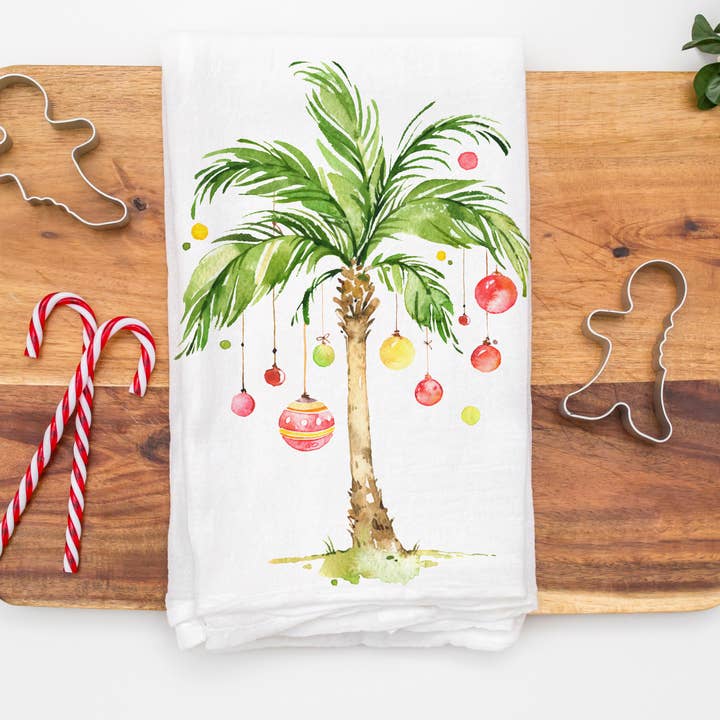 Love You a Latte Shop – Engroshandel Viskestykke – Julepalme med ornamenter Køkkenhåndklæde0