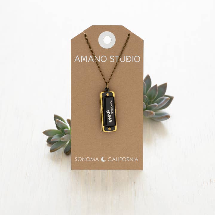 Amano Studio - Wholesale Pendant/Charm Necklace - Harmonica Sola - Black