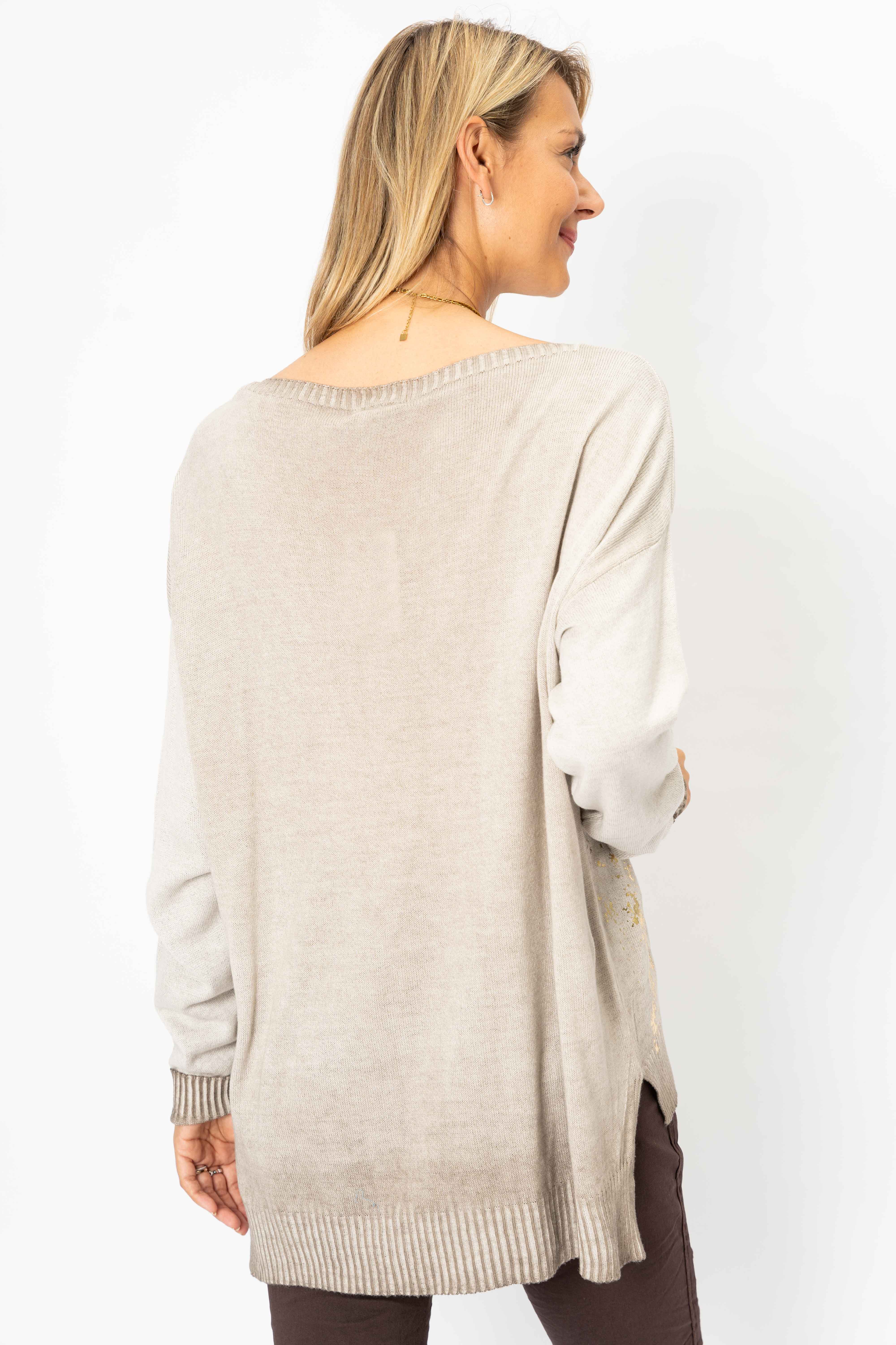 Look Mode Usa - Vente Pull en maille – femme - Pull en feuille d'or7