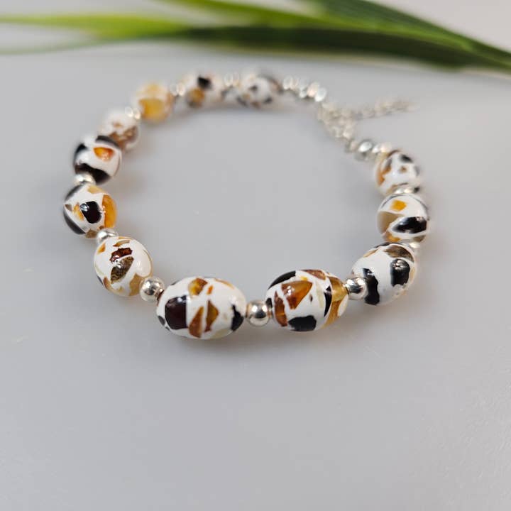 Epoxy and Amber gemstone bracelet for adults bracelet for wholesale by AmberLithuania