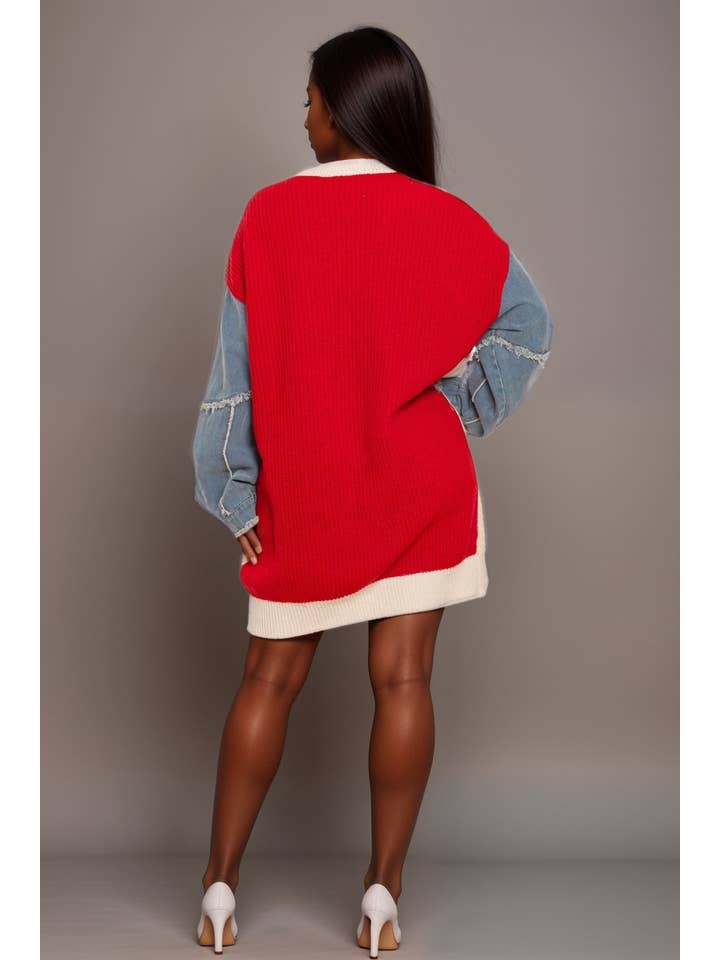 5besties inc - Wholesale Dress - Women's - COLOR BLOCK SWEATER PULLOVER DRESS