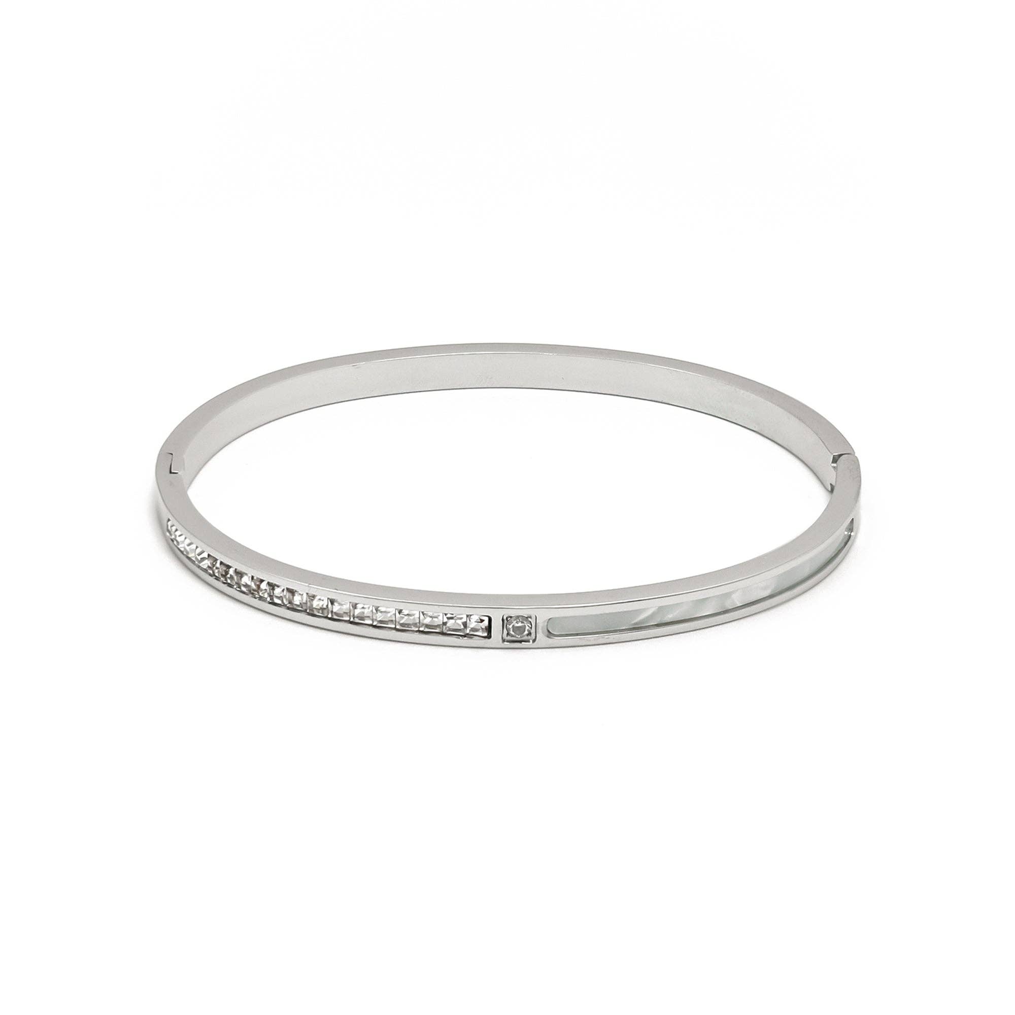 Simply Jewels – Pulseira por atacado – Bracelete Clássico de Aço Inoxidável Dourado ou Prateado com Pérola e Zircónia Cúbica1