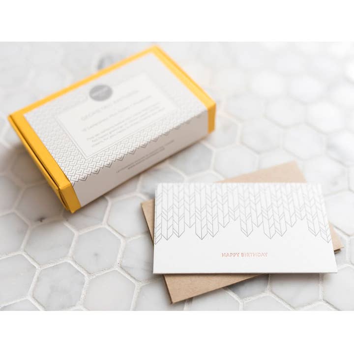 Porchlight Press Letterpress – wholesale Kontorsmateriel/Notecard Set – Geometrisk Mini Note - Box Set om 123