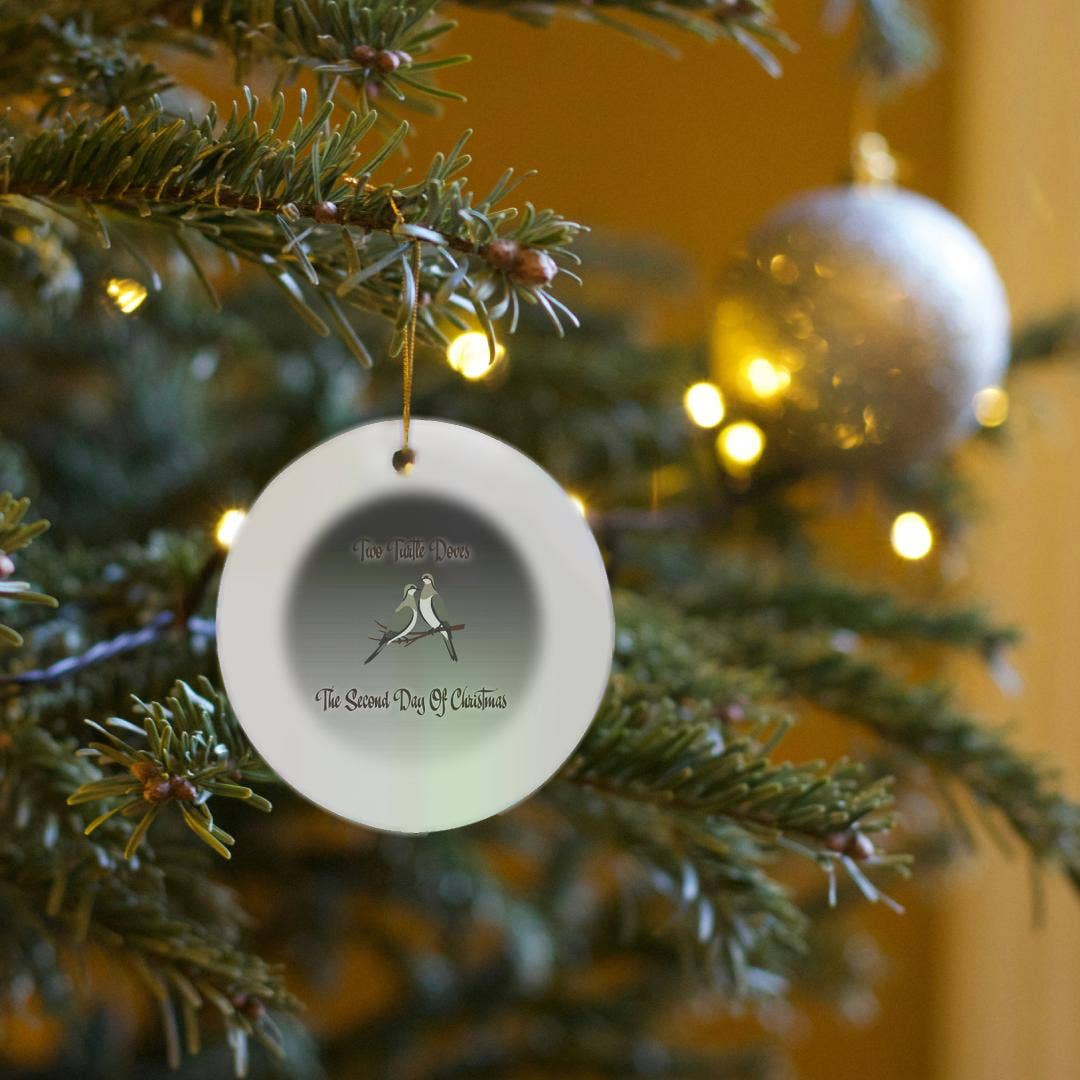 3dRose – wholesale Ornament – 3dRose, Two Turtle Doves Christmas Holiday Greeting, Ornament6