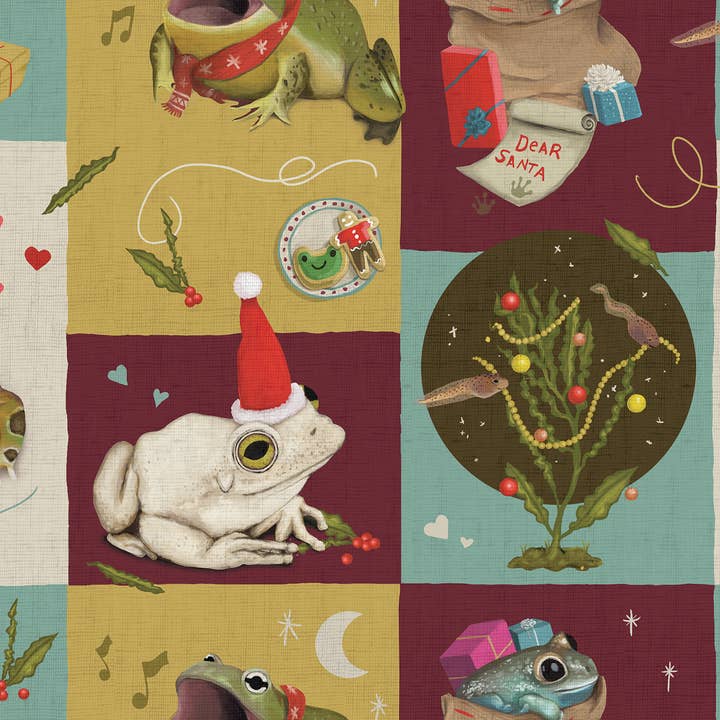 BoyPilot Goods - Wholesale Wrapping Paper Roll - Christmas Frogs Wrapping Paper - Flat Pack Gift Wrap Sheets3