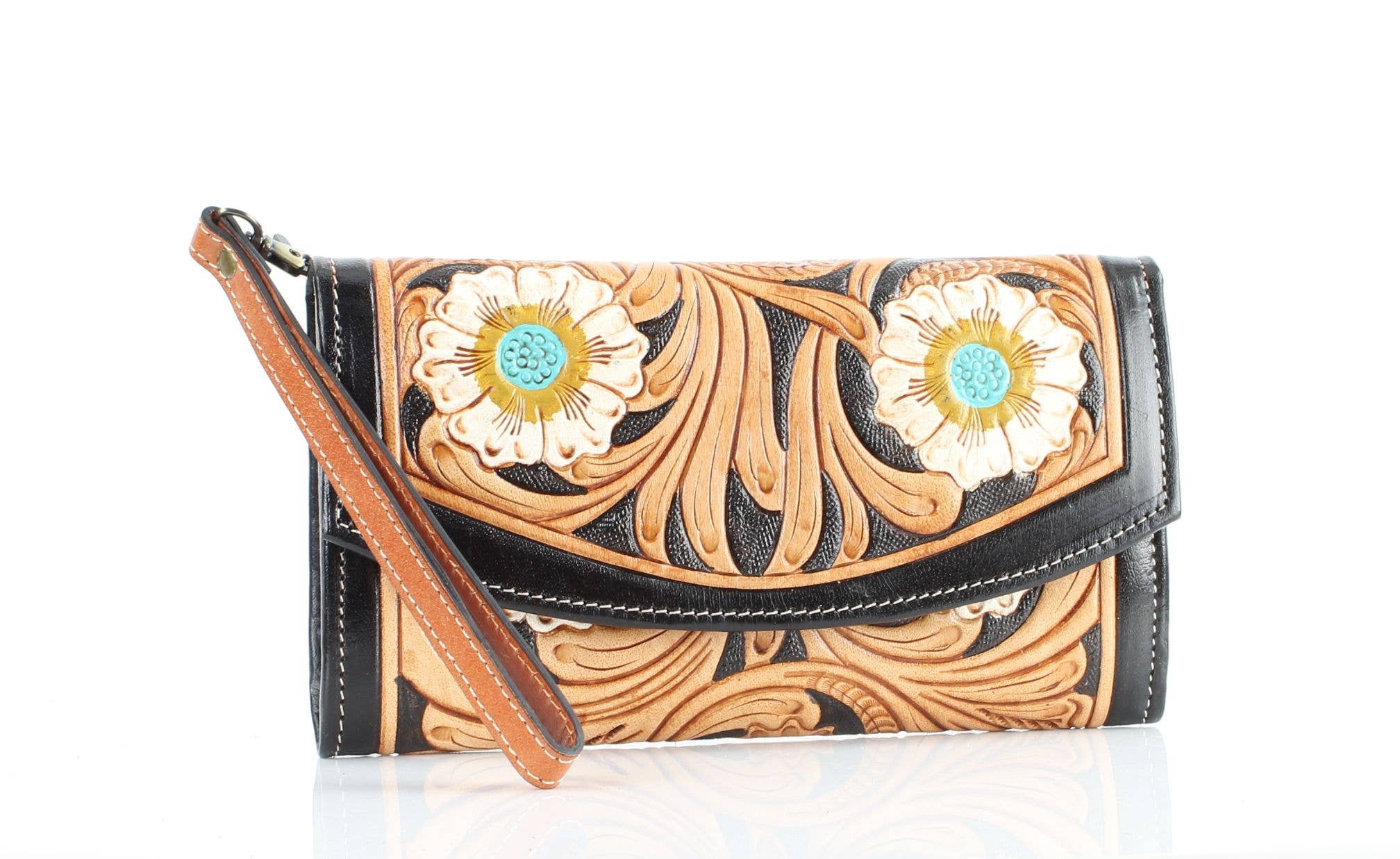 Leather Impressions Inc – wholesale Kuvertväska - Dam – American Bison Tooled Ladies Clutch/Armbandsplånbok4