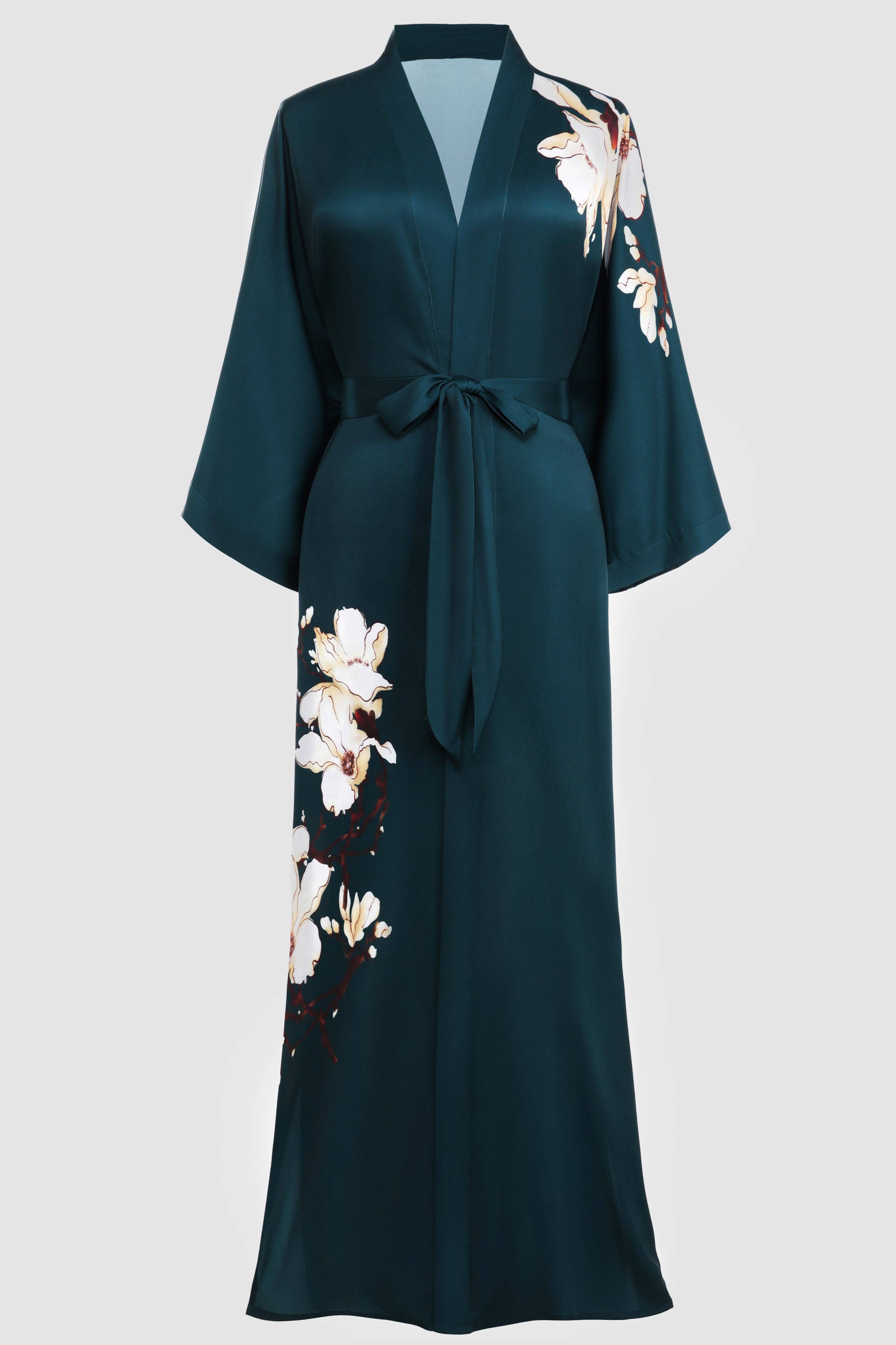 Mitternachtsstille Kapok-Blüten-Kimono-Robe für den Großhandel auf Faire0