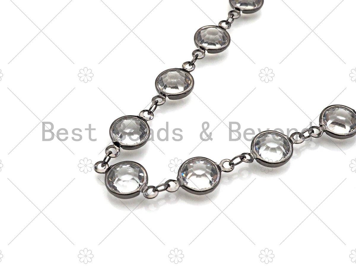 BestBeads&Beyond - Wholesale Beaded/Pearl Necklace - Clear Crystal Rosary Bezel Chain, 8mm beads size, Clear Crystal beaded Rosary Chain, Boho Jewelry Chains, wholesale chain, sku#V941