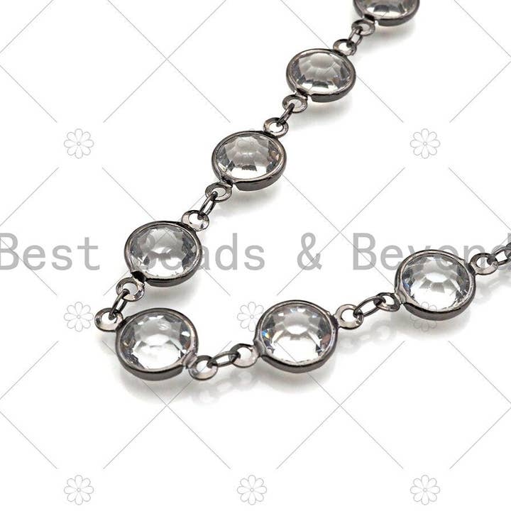 BestBeads&Beyond - Wholesale Beaded/pearl necklace - Clear Crystal Rosary Bezel Chain, 8mm beads size, Clear Crystal beaded Rosary Chain, Boho Jewelry Chains, wholesale chain, sku#V941