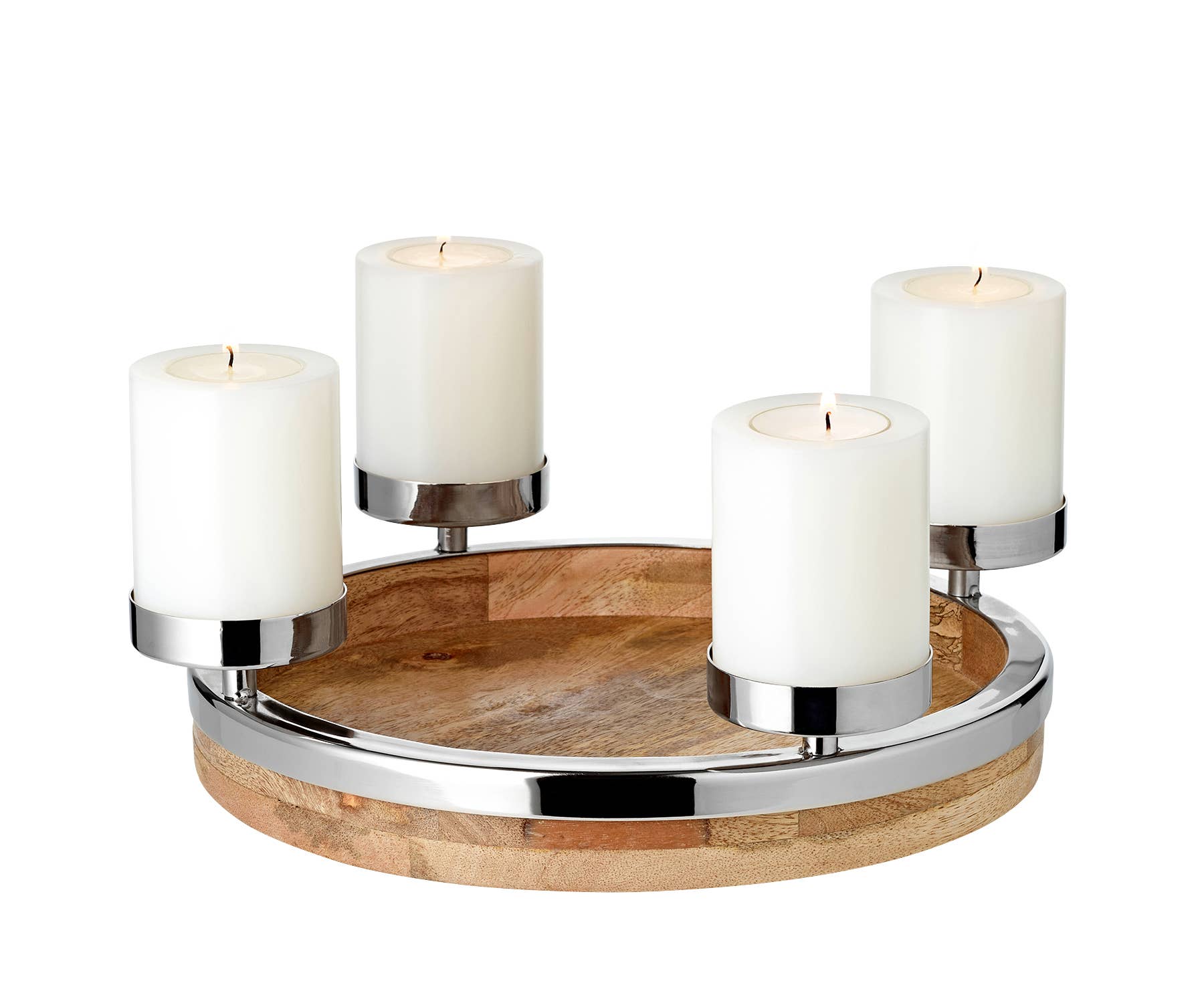 EDZARD - Wholesale Candle Holder - Advent wreath Jale (Ø 26 cm), mango wood and stainless steel0