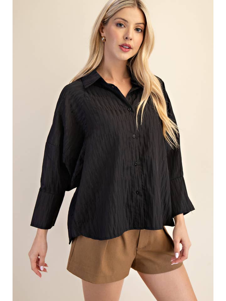 Glam - Wholesale Button Down Shirt - Women's - Collar Neck Button Down Shirt3