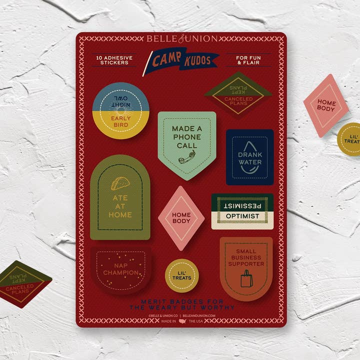 Adulting Merit Badge Sticker Sheet for wholesale by Belle & Union
