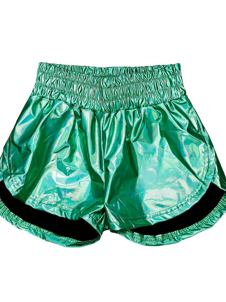 Teal Metallic Shorts for wholesale by Belle Cher