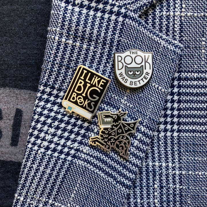 Rather Keen - Wholesale Lapel Pin/Button - The Book Was Better enamel pin - book snob cat pin1