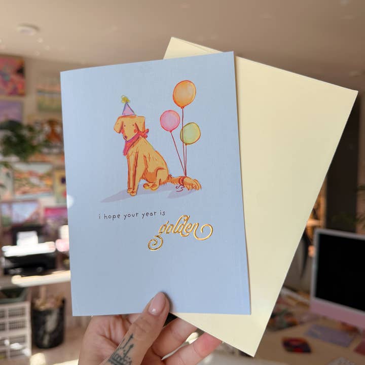 Jess Harris Art - Wholesale Birthday Card - Golden Retriever Birthday Card2