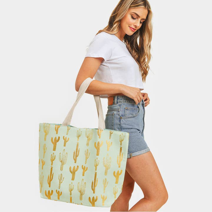Sensibling Corp. - Wholesale Beach Bag - Cactus Foil Beach Bag