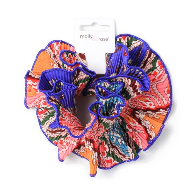 Inca UK - Wholesale Scrunchie - Women's - Extra Large - Double layered block print ribbed scrunchie