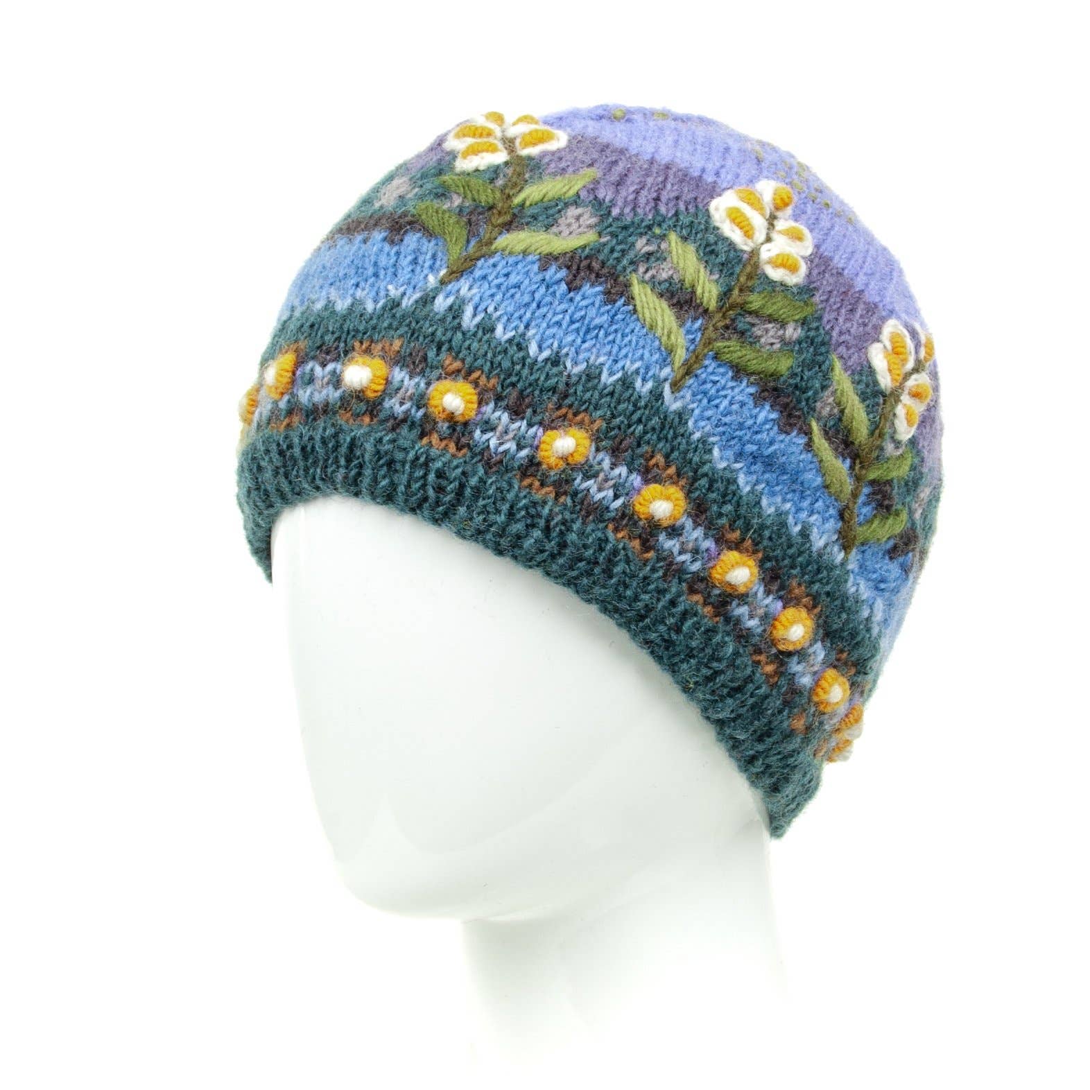 Lost Horizons Knitwear – Ships from USA - Wholesale Beanie - Women's - Chloe Wool Hat – Hand-Embroidered Floral Knit Beanie8