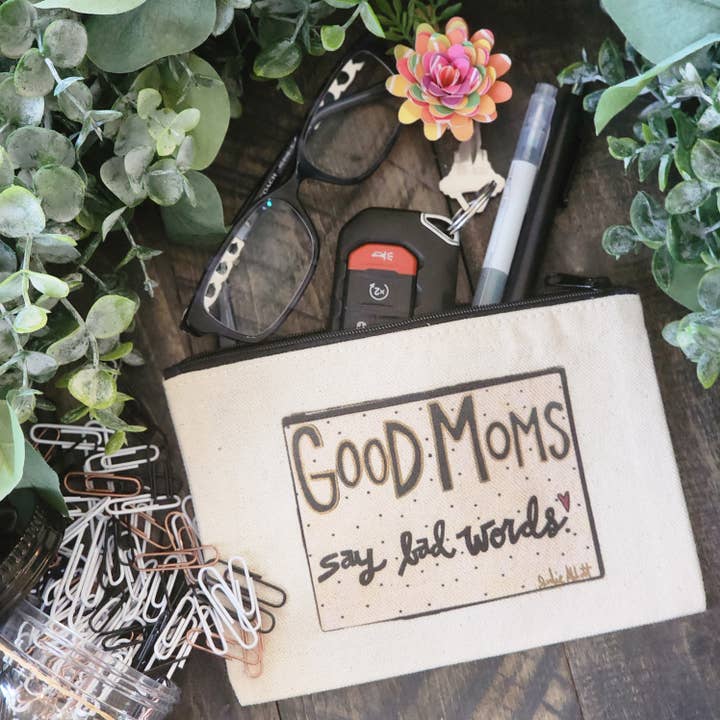 Good Moms Small Canvas Pouch for wholesale by Julie Abbott Art