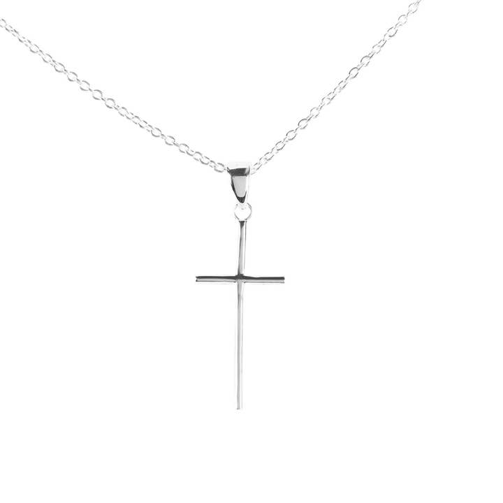 ROUND TUBE CROSS 1LX1/2W SILVER PLATE 18 for wholesale by Magnolia