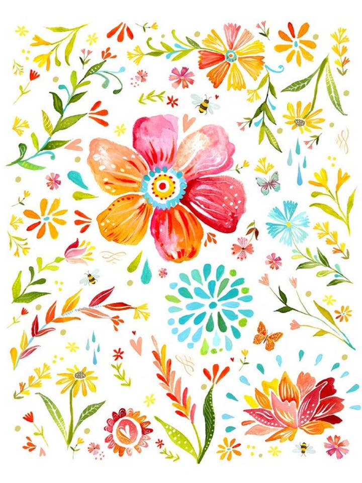 Posies Print for wholesale by Katie Daisy