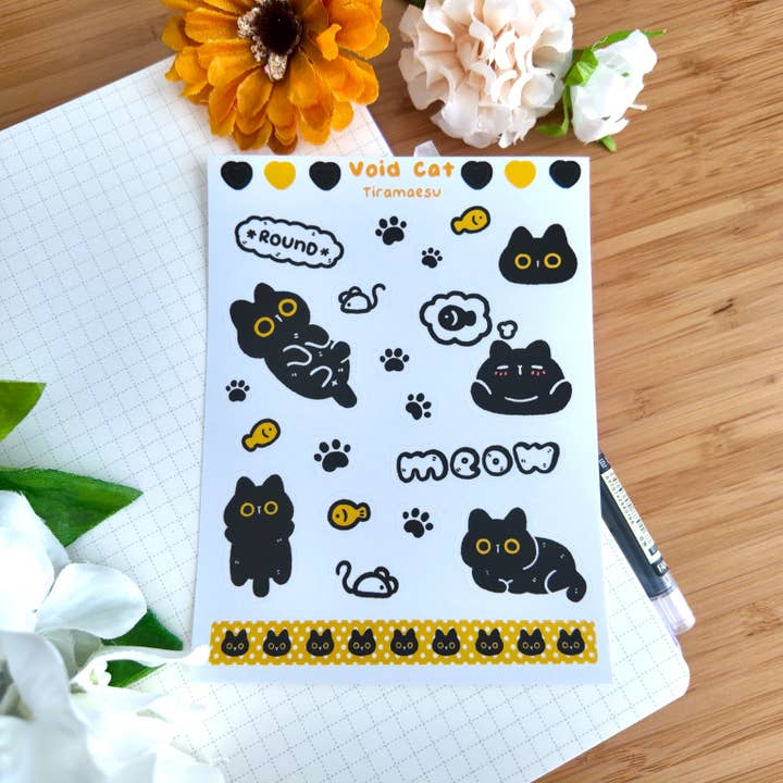 Feuille d'autocollants déco Chat Vide pour la vente par Tiramaesu