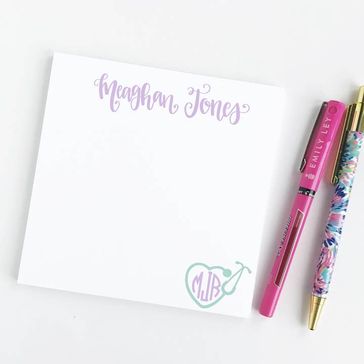 Personalized Stethoscope Notepad with Monogram for wholesale by The Redheaded Camel