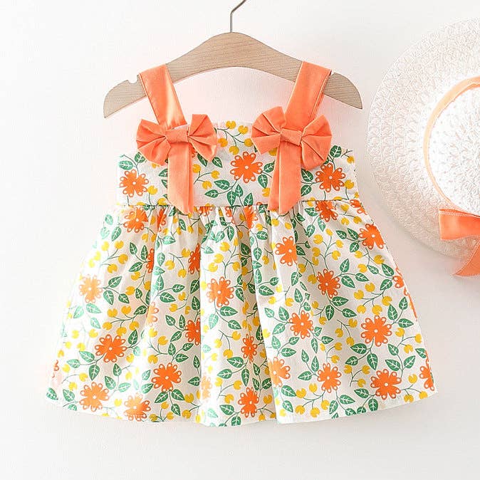 Hermoso vestido con diseño de lazo con estampado de flores para bebé niña para venta al por mayor de MyKids-USA®