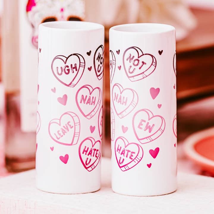 Vasos de chupito sarcásticos con corazones conversacionales para venta al por mayor de Blush and Bold Collective