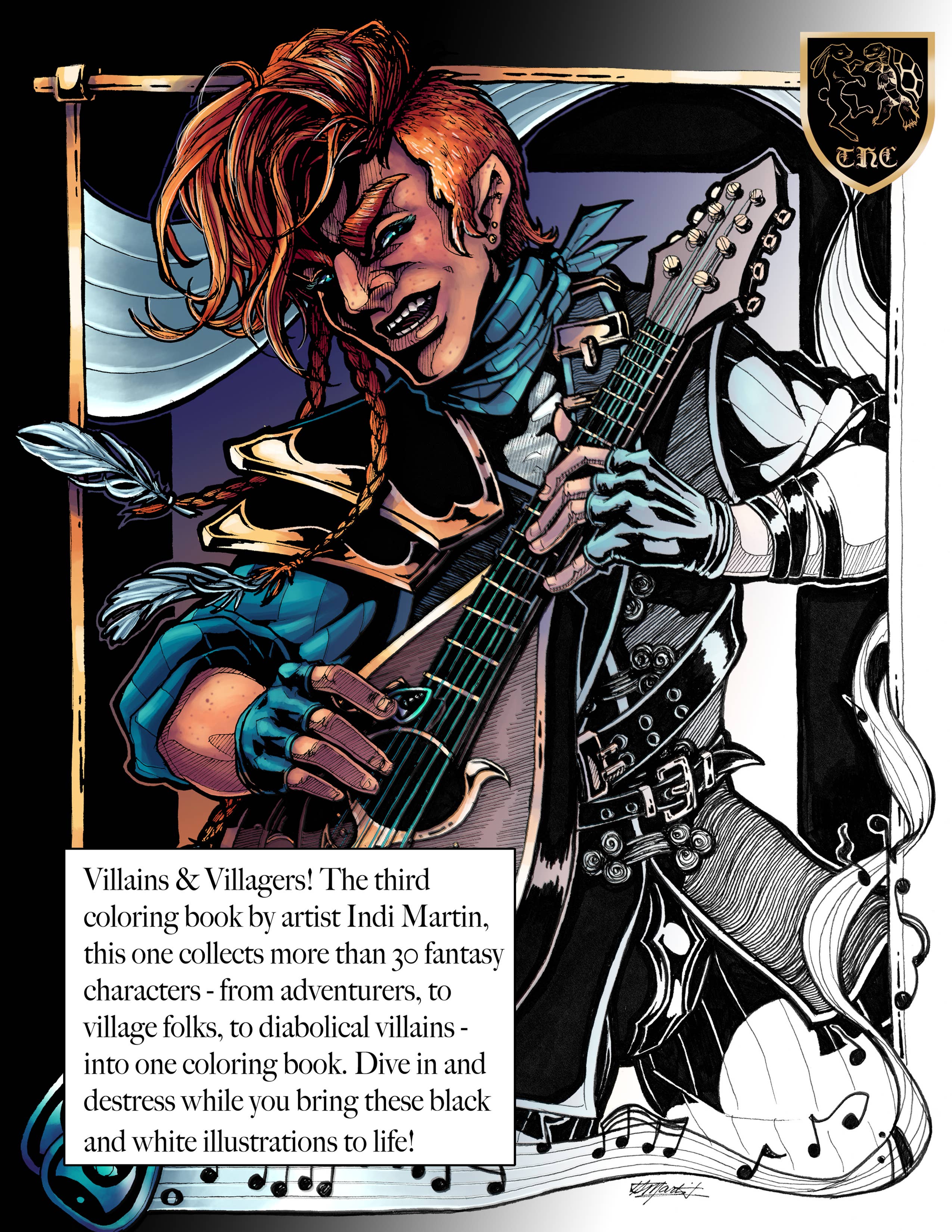 Indi Martin Art - Wholesale Coloring & Activity Book - Adult - Coloring Book: Villains & Villagers - Fantasy Characters1