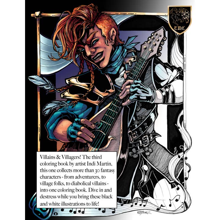 Indi Martin Art - Wholesale Coloring & Activity Book - Adult - Coloring Book: Villains & Villagers - Fantasy Characters1