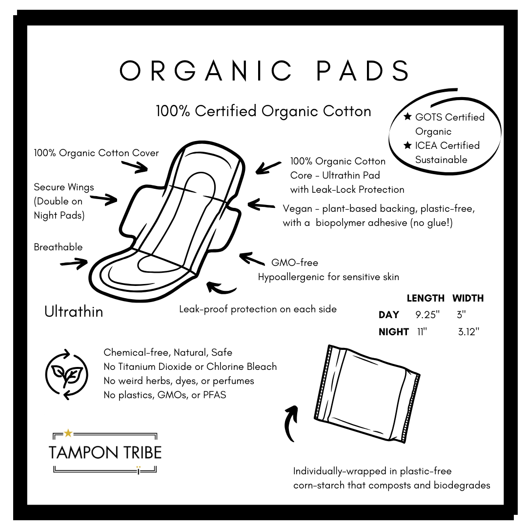 Tampon Tribe – Großhandel Menstruationsbinde/-einlage – Großpackung mit 500 Stück – 100 % Bio-Baumwoll-Ultrathin-Binden2