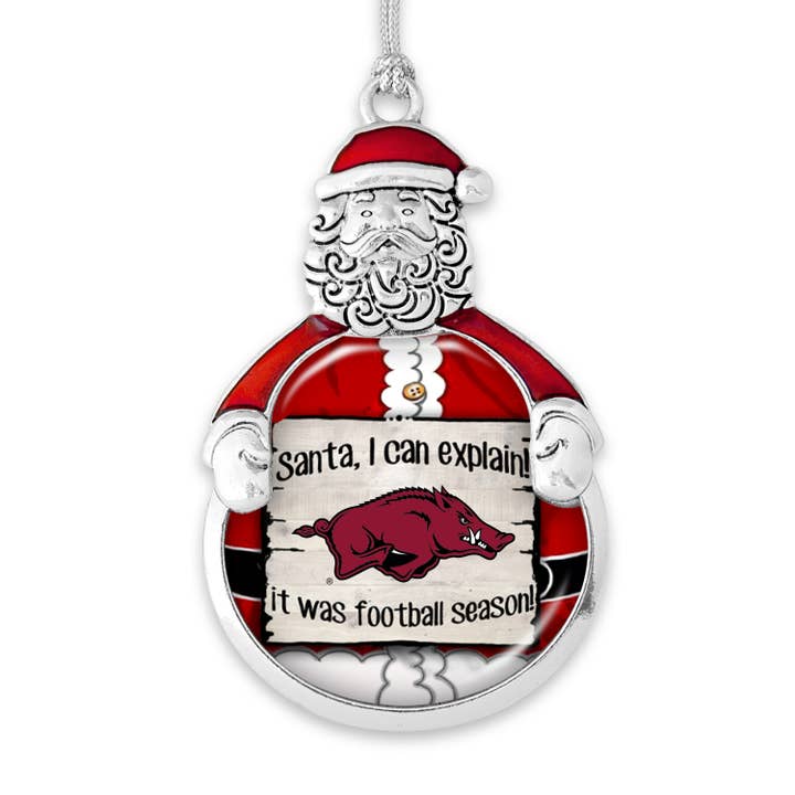 From The Heart - Wholesale Ornament - Arkansas Razorbacks Santa, I can Explain Ornament