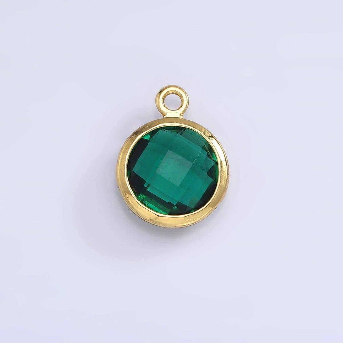 Aim Eternal - Wholesale Individual Charm/Pendant - 9mm Round BIRTHSTONE Cubic Zirconia Circle Gold Charm Add on Component For Jewelry Making | N-1209 N-12106