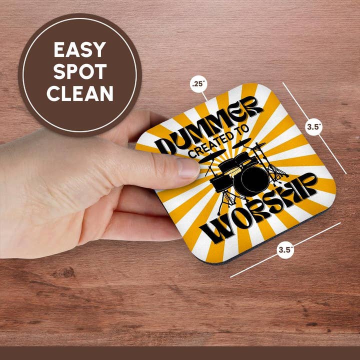 3dRose - Wholesale Coasters - 3dRose, Drummer Created To Worship, Coaster13