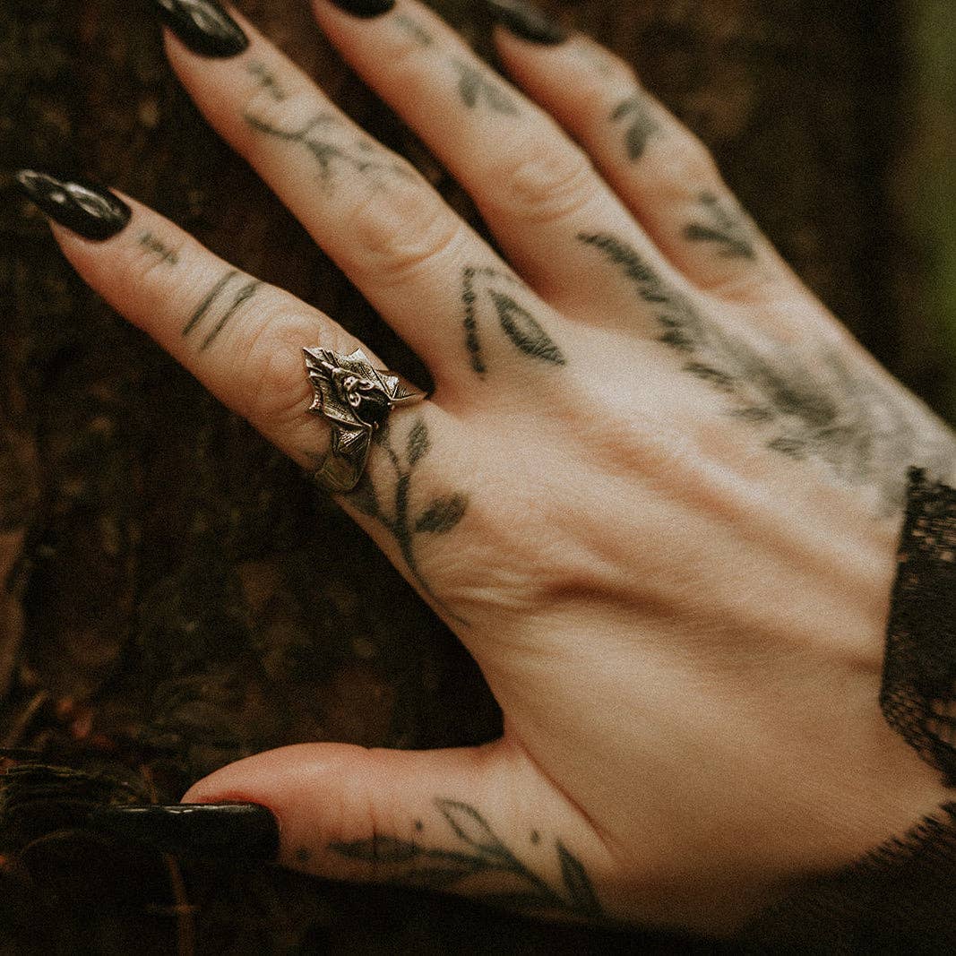 Mysticum Luna - Wholesale Cocktail/Statement Ring - Nightfall Obscura Bat Ring1