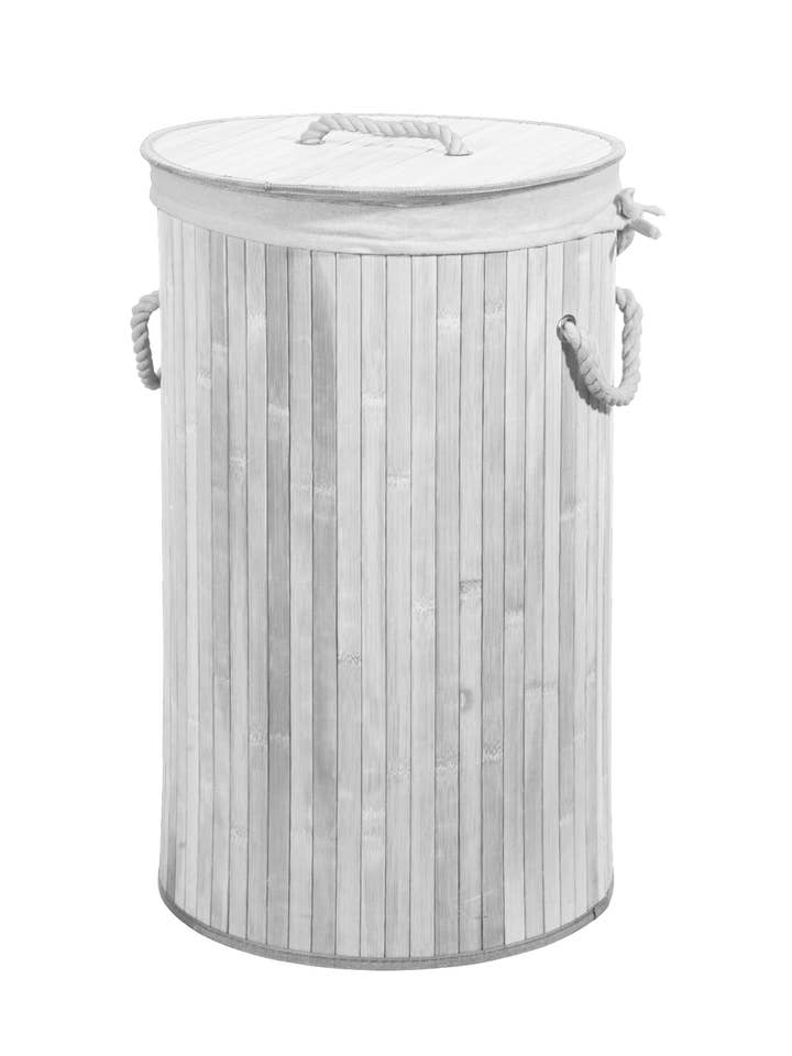 Round Bamboo Laundry Hamper WHITE for wholesale by Capra Attilio