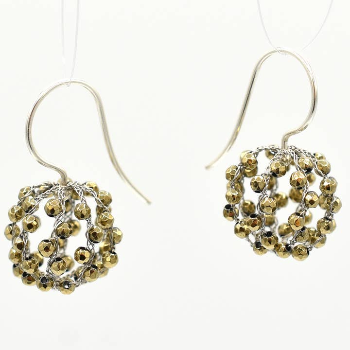 Ball Earrings Pyrite for wholesale by Spitzenstücke