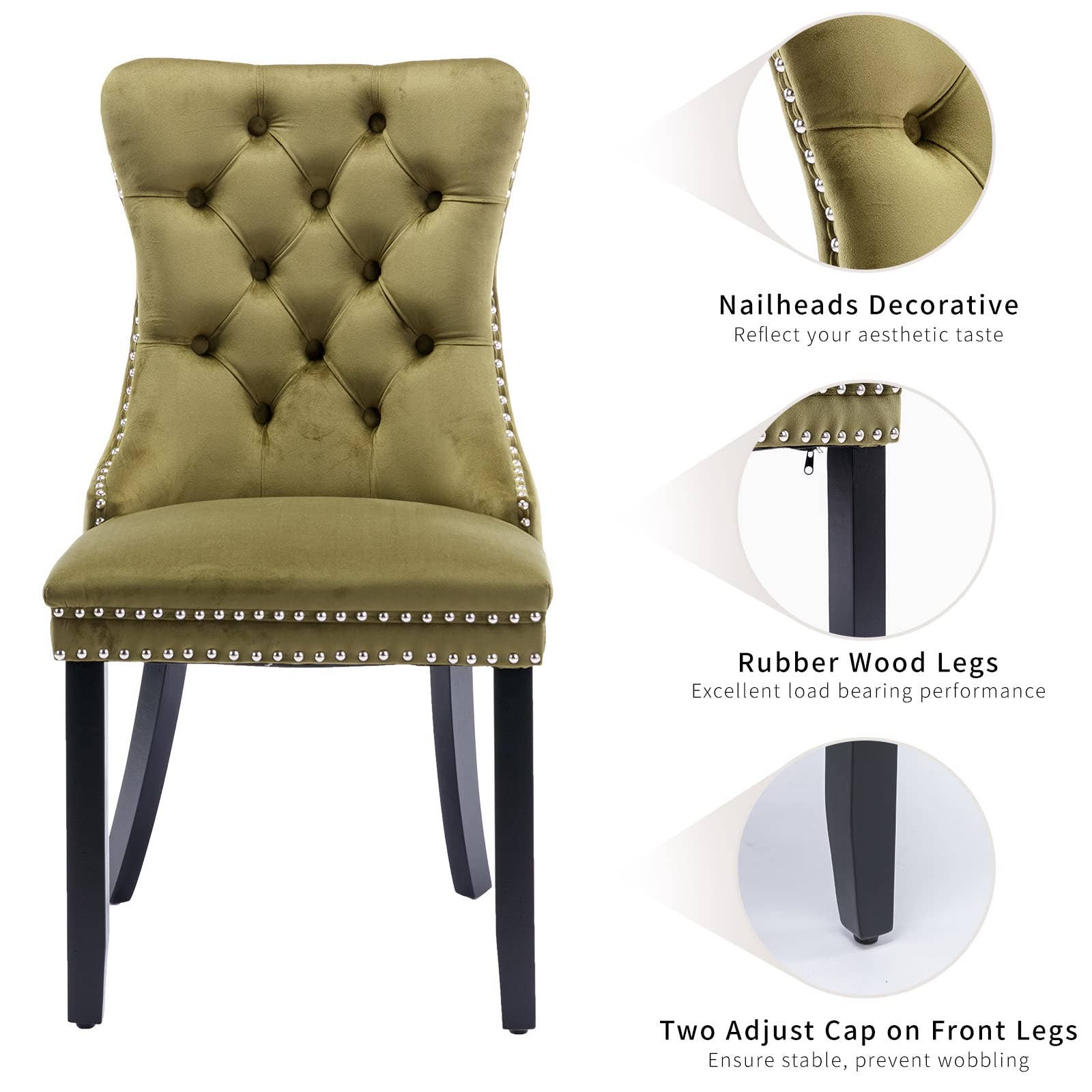 Modern Home Touch – wholesale Chair – Shena Set of 2 Velvet Kitchen Dining Chairs Knocker Back10