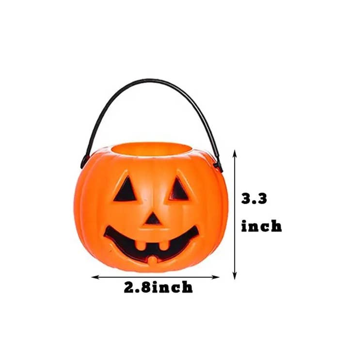 La Bella Monte - Wholesale Bucket/pail – Kids - Mini Plastic Candy pumpkin Bucket Holiday Décor2