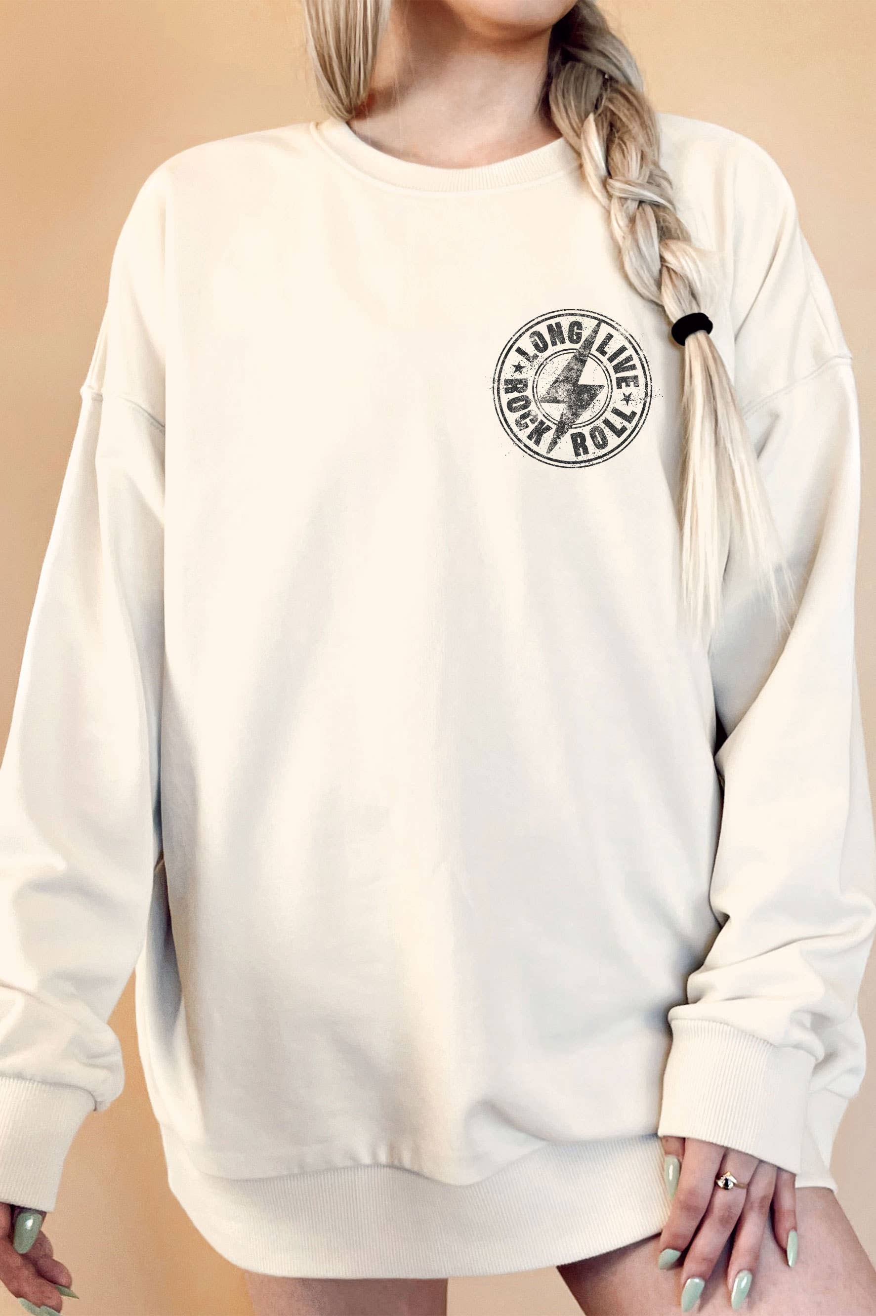 Rustee Clothing - Wholesale Graphic Sweatshirt - Women's - ROCK AND ROLL OVERSIZE GRAPHIC TERRY SWEATSHIRTS5