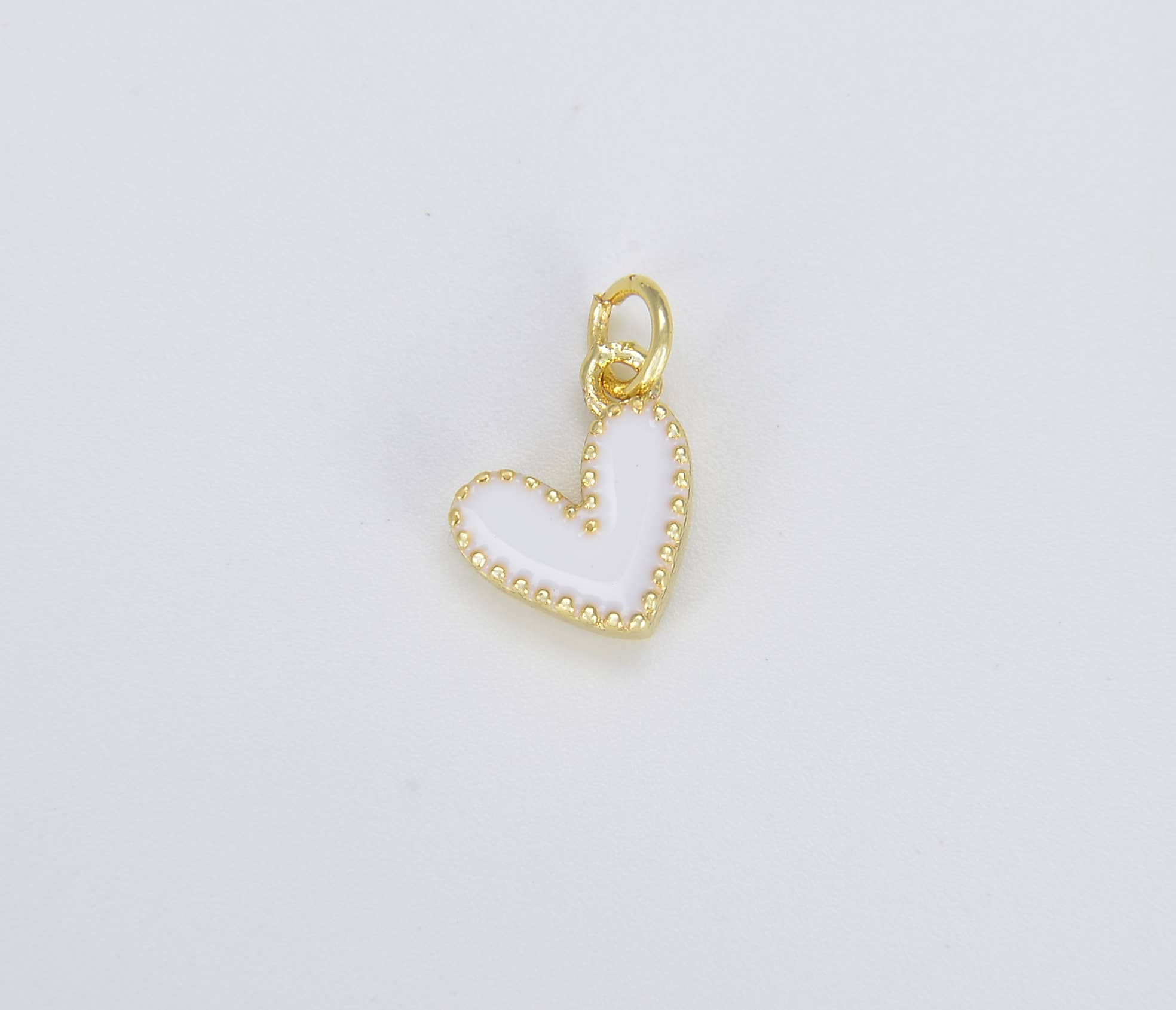 Beads Creation - Wholesale Individual Charm/Pendant - Dainty Enamel Heart Charm Pendant in Gold Filled, CP1225A1