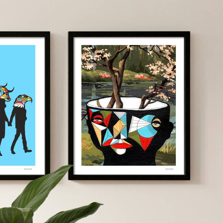 Keemo Gallery - Wholesale Art Print - Unique Trees Floral Abstract Art Print Vintage Decor Cubism