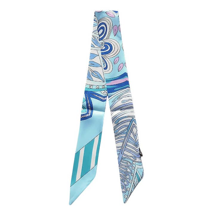 Sensibling Corp. - Wholesale Scarf - Women's - Abstract Pattern Printed Twilly Skinny Scarf1