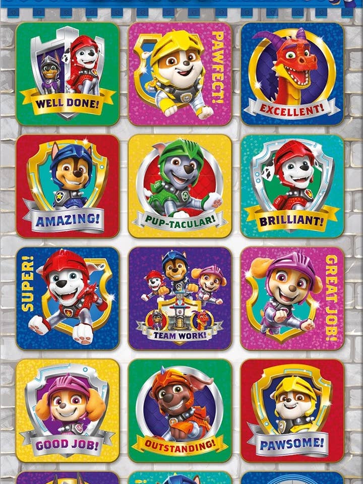Paw Patrol Räddningsriddare Belöningsklistermärkespaket för wholesale av Paper Projects Ltd