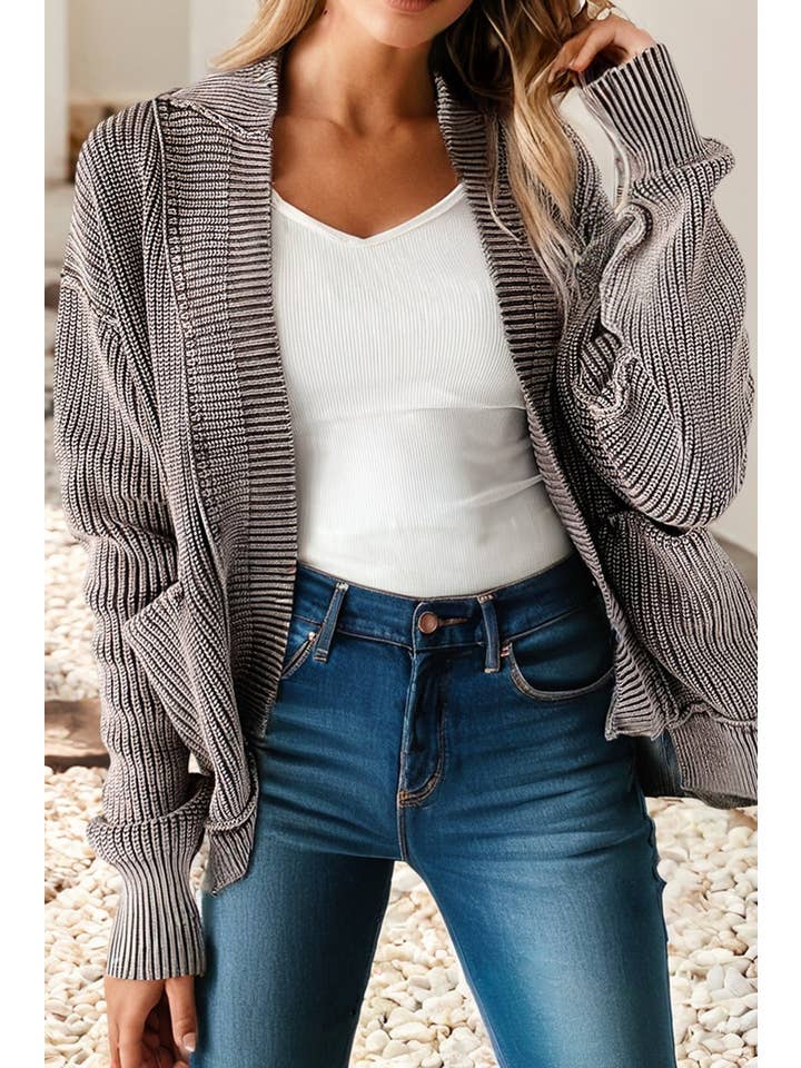 Little Daisy Closet - Wholesale Cardigan - Women's - LDC Wash Exposed Seam Patchwork Knit Open Sweater Cardigan4