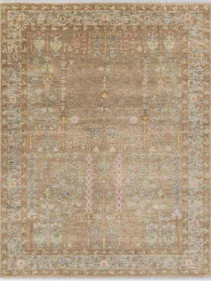 Perzisch Levensboom Bruin Oushak Wol Tapijt, Aanpassen G-9412 voor wholesale door Aesthetic Homes LLC