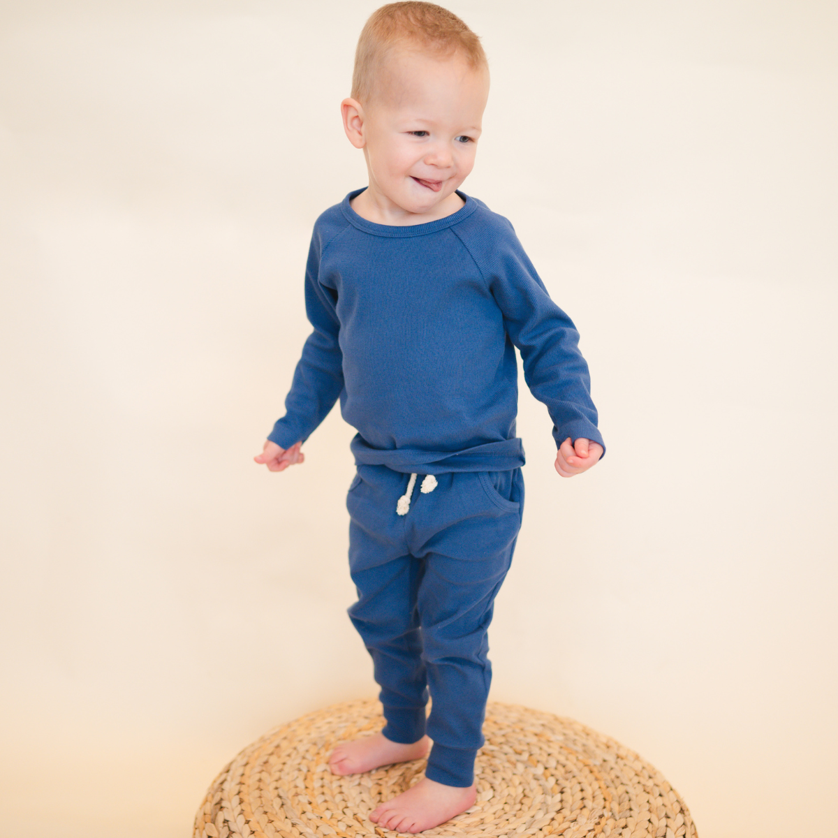 Buy wholesale Boys Blue Jersey Lounge Set in Organic Cotton