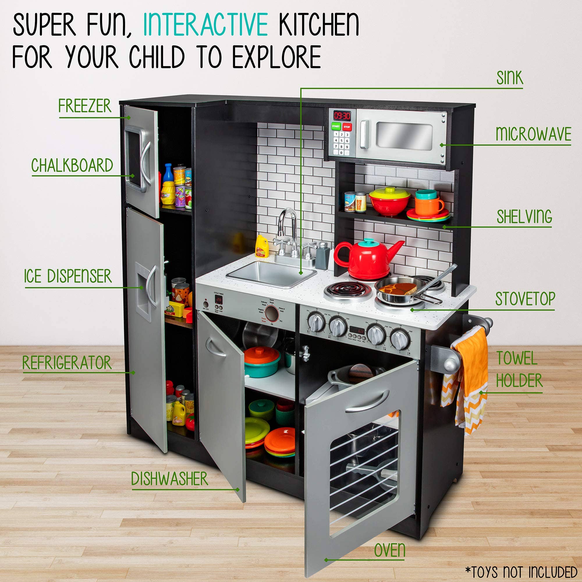 Jumbl - Wholesale Toy Set - Kids - Kids Kitchen Set, Wooden Kitchen Playset with Accesories2