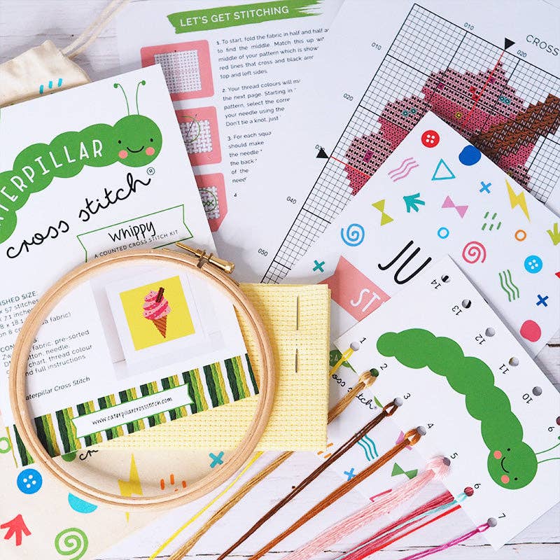 Caterpillar Cross Stitch - Wholesale Embroidery/Cross Stitch Supplies - Ice Cream Whippy - Junior Cross Stitch Kit2